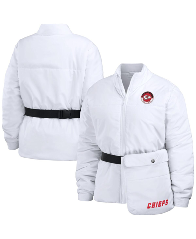 Wear By Erin Andrews White Kansas City Chiefs Packaway Full-zip Puffer Jacket In White