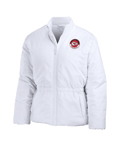 Wear By Erin Andrews White Kansas City Chiefs Packaway Full-zip Puffer Jacket In White