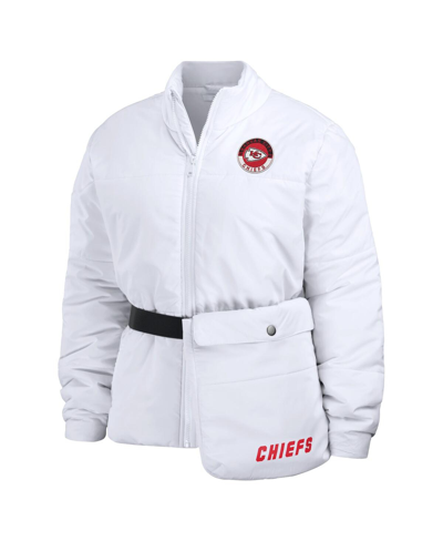 Wear By Erin Andrews White Kansas City Chiefs Packaway Full-zip Puffer Jacket In White