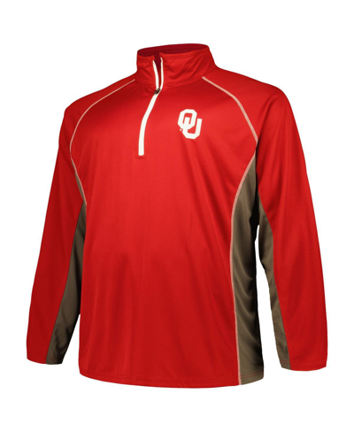 Shop Profile Men's  Crimson Oklahoma Sooners Big And Tall Quarter-zip Raglan Jacket