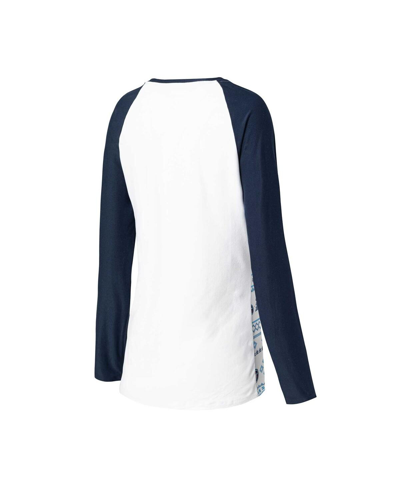 Concepts Sport Women's  White, Navy Tennessee Titans Tinselâ Raglan Long Sleeve T-shirt And Pants Sle In Blue