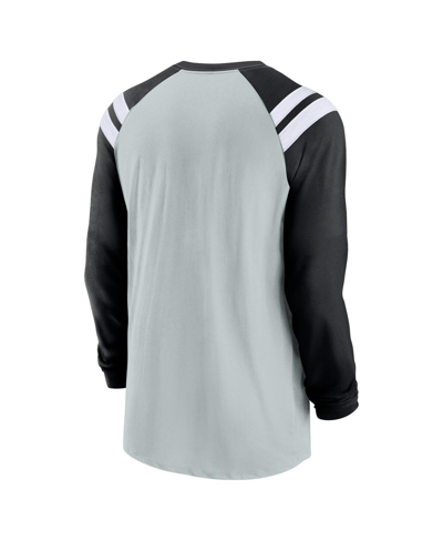 Shop Nike Men's  Silver, Black Las Vegas Raiders Classic Arc Raglan Tri-blend Long Sleeve T-shirt In Silver,black