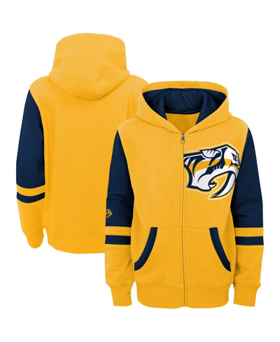 Outerstuff Preschool Boys And Girls  Gold Nashville Predators Face Off Full Zip Hoodie In Gold