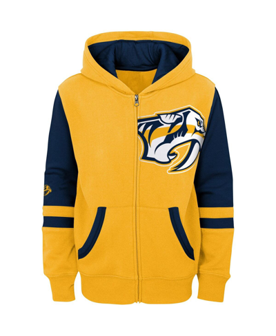 Outerstuff Preschool Boys And Girls  Gold Nashville Predators Face Off Full Zip Hoodie In Gold
