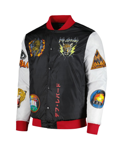 Shop Reason Men's And Women's  Black Def Leppard Bomber Full-snap Jacket