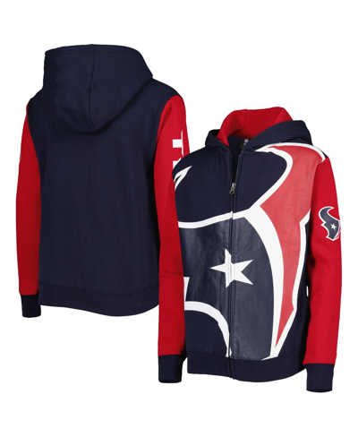 Shop Outerstuff Big Boys Navy, Red Houston Texans Poster Board Full-zip Hoodie In Navy,red