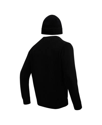 Pro Standard Men's  Black Minnesota Vikings Crewneck Pullover Sweater And Cuffed Knit Hat Box Gift Se In Black