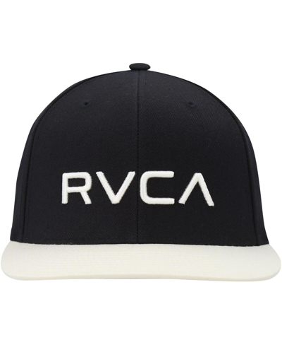 Shop Rvca Men's  Black, White Twill Ii Snapback Hat In Black,white