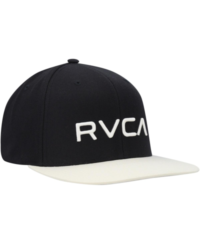 Shop Rvca Men's  Black, White Twill Ii Snapback Hat In Black,white