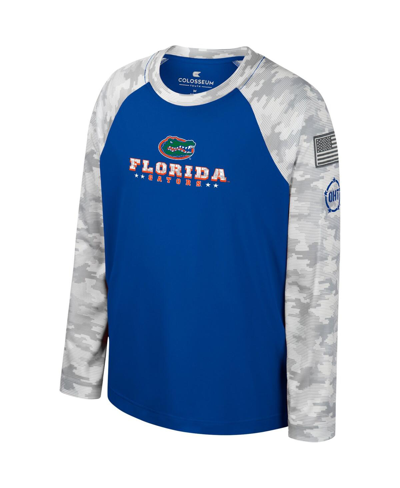 Colosseum Big Boys  Royal, Camo Florida Gators Oht Military-inspired Appreciation Dark Star Raglan Lo In Royal,camo