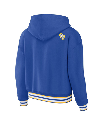 Wear By Erin Andrews Royal Los Angeles Rams Lace-up Pullover Hoodie In Royal