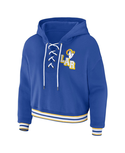 Wear By Erin Andrews Royal Los Angeles Rams Lace-up Pullover Hoodie In Royal