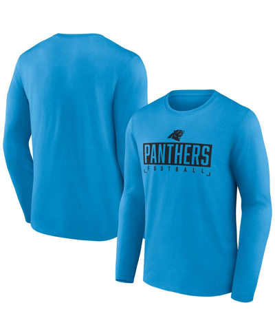 Shop Fanatics Men's  Blue Carolina Panthers Big And Tall Wordmark Long Sleeve T-shirt