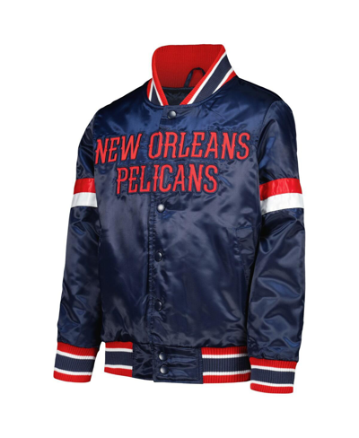Starter Youth  Navy New Orleans Pelicans Home Game Varsity Satin Full-snap Jacket In Navy