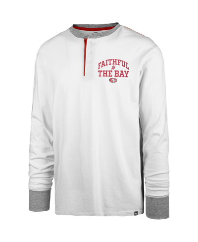 Shop 47 Brand Men's ' Cream Distressed San Francisco 49ers Faithful To The Bay Pats Peek Henley T-shirt