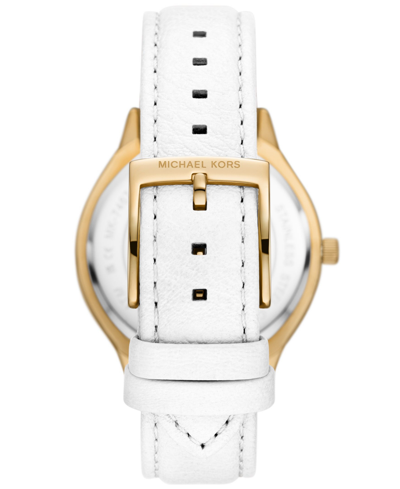 Shop Michael Kors Women's Slim Runway Three-hand White Leather Watch 38mm