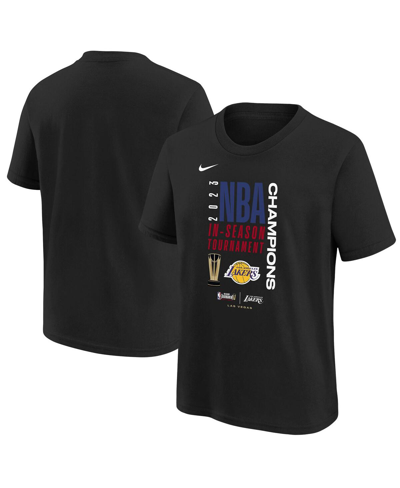 Shop Nike Big Boys  Black Los Angeles Lakers 2023 Nba In-season Tournament Champions Locker Room T-shirt