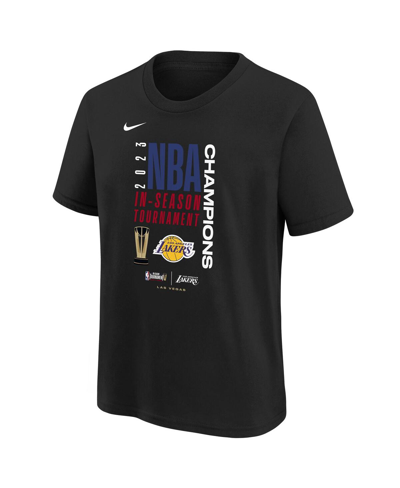 Shop Nike Big Boys  Black Los Angeles Lakers 2023 Nba In-season Tournament Champions Locker Room T-shirt