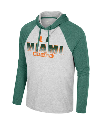 Shop Colosseum Men's  Heather Gray Miami Hurricanes Hasta La Vista Raglan Hoodie Long Sleeve T-shirt