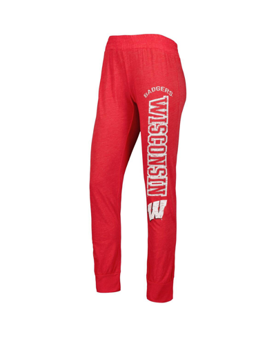 Shop Concepts Sport Women's  Red Distressed Wisconsin Badgers Long Sleeve Hoodie T-shirt And Pants Sleep S