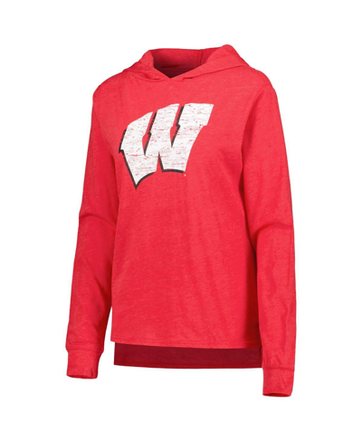 Shop Concepts Sport Women's  Red Distressed Wisconsin Badgers Long Sleeve Hoodie T-shirt And Pants Sleep S