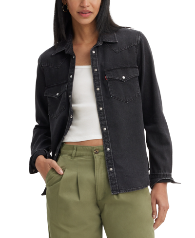 Shop Levi's Women's The Ultimate Western Cotton Denim Shirt In Mic Dropped