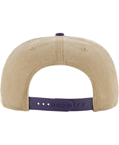 47 Brand Men's ' Khaki, Purple Distressed Los Angeles Lakers Chilmark Captain Snapback Hat In Khaki,purple