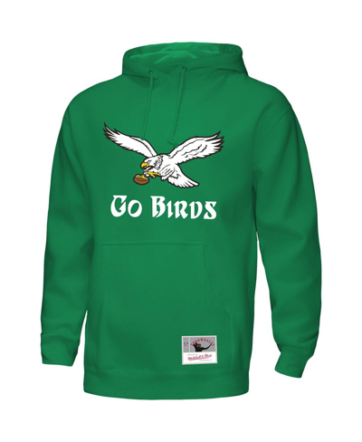 Mitchell & Ness Men's  Kelly Green Distressed Philadelphia Eagles Go Birds Pullover Sweatshirt In Kelly Green