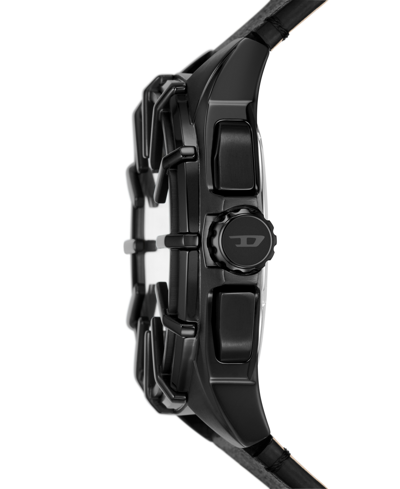 Shop Diesel Men's Framed Chronograph Black Leather Watch 44mm