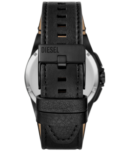 Shop Diesel Men's Framed Chronograph Black Leather Watch 44mm
