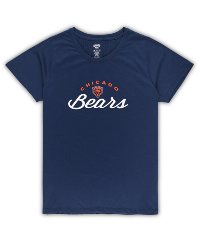 Concepts Sport Women's  Navy Chicago Bears Plus Size Badge T-shirt And Flannel Pants Sleep Set In Navy
