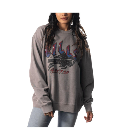 Shop The Wild Collective Men's And Women's  Gray Buffalo Bills Distressed Pullover Sweatshirt