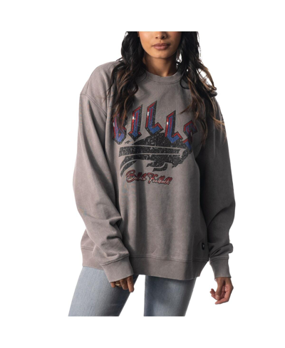 The Wild Collective Unisex  Gray Buffalo Bills Distressed Pullover Sweatshirt In Gray