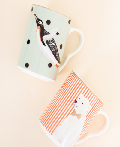 Yvonne Ellen Penguin And Polar Bear Mugs, Set Of 2 In Multi