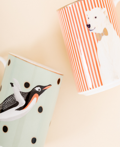 Yvonne Ellen Penguin And Polar Bear Mugs, Set Of 2 In Multi