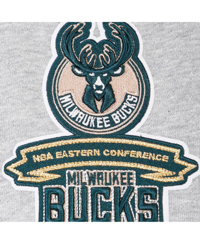 Shop Pro Standard Men's  Heather Gray Milwaukee Bucks Crest Emblem Pullover Sweatshirt
