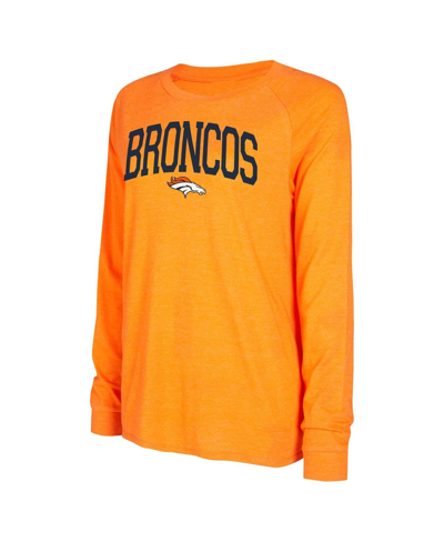 Concepts Sport Women's  Navy, Orange Denver Broncos Raglan Long Sleeve T-shirt And Shorts Lounge Set In Navy,orange