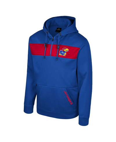 Shop Colosseum Men's  Royal Kansas Jayhawks Quarter-zip Hoodie