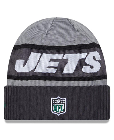 New Era Gray New York Jets 2023 Sideline Tech Cuffed Knit Hat In Gray