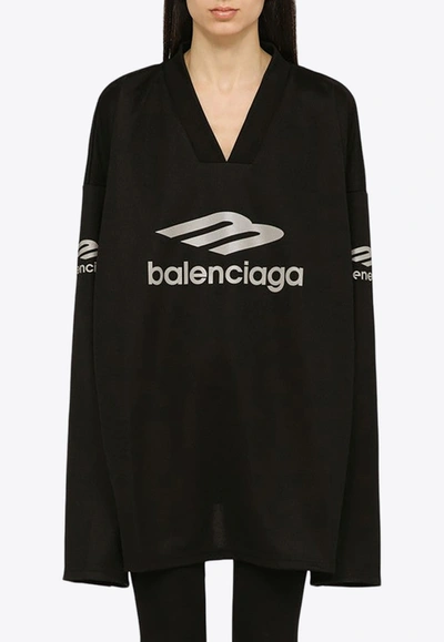 Shop Balenciaga 3b Sports Icon Long-sleeved T-shirt In Black