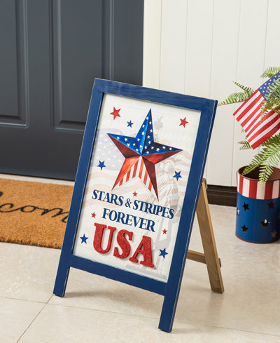 Glitzhome 24" H Patriotic, Americana Wooden Easel Porch Decor In Multi