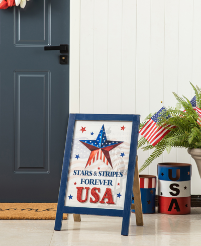 Glitzhome 24" H Patriotic, Americana Wooden Easel Porch Decor In Multi