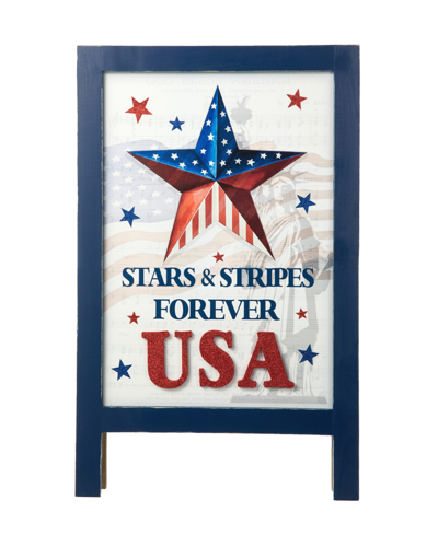 Glitzhome 24" H Patriotic, Americana Wooden Easel Porch Decor In Multi