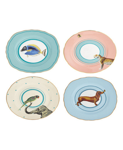 Shop Yvonne Ellen Animal Cake Plates, Set Of 4 In Multi