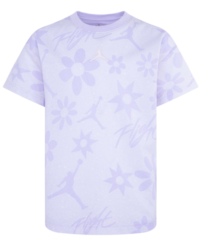 Shop Jordan Big Girls Essentials Printed Short Sleeve T-shirt In Violet Frost