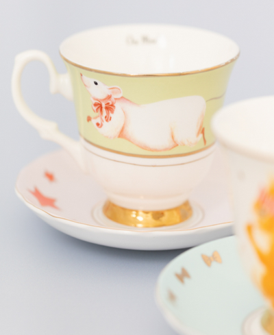 Yvonne Ellen Mouse And Squirrel Cup And Saucer, Set Of 2 In Multi