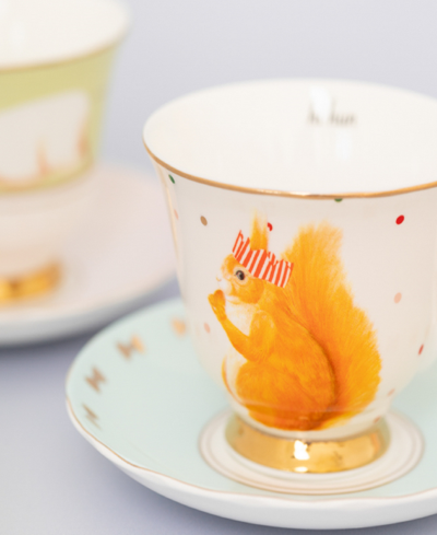 Shop Yvonne Ellen Mouse And Squirrel Cup And Saucer, Set Of 2 In Multi