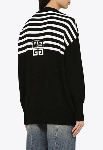 Shop Givenchy 4g Striped Button-up Cardigan In Black