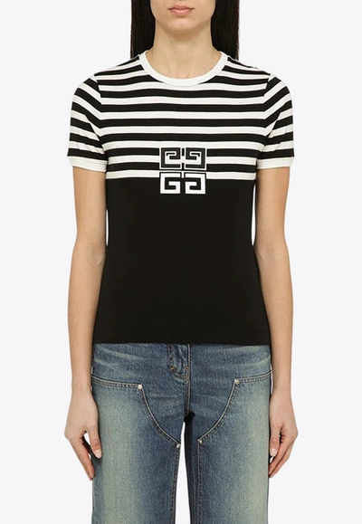 Shop Givenchy 4g Striped Short-sleeved T-shirt In Black