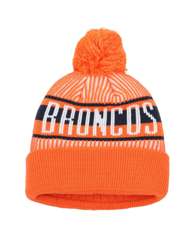 Shop New Era Youth Boys And Girls  Orange Denver Broncos Striped Cuffed Knit Hat With Pom